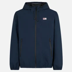 Leichte marineblaue Herren-Windjacke mit Kapuze