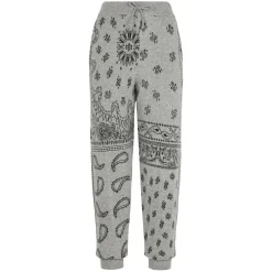 Leichte Strick-Jogginghose für Damen mit grauem Bandana-Print