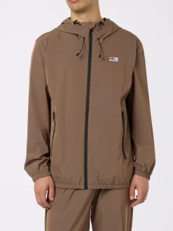 Leichte Windjacke aus khakigrünem Stoff mit Kapuze für Herren Sloop