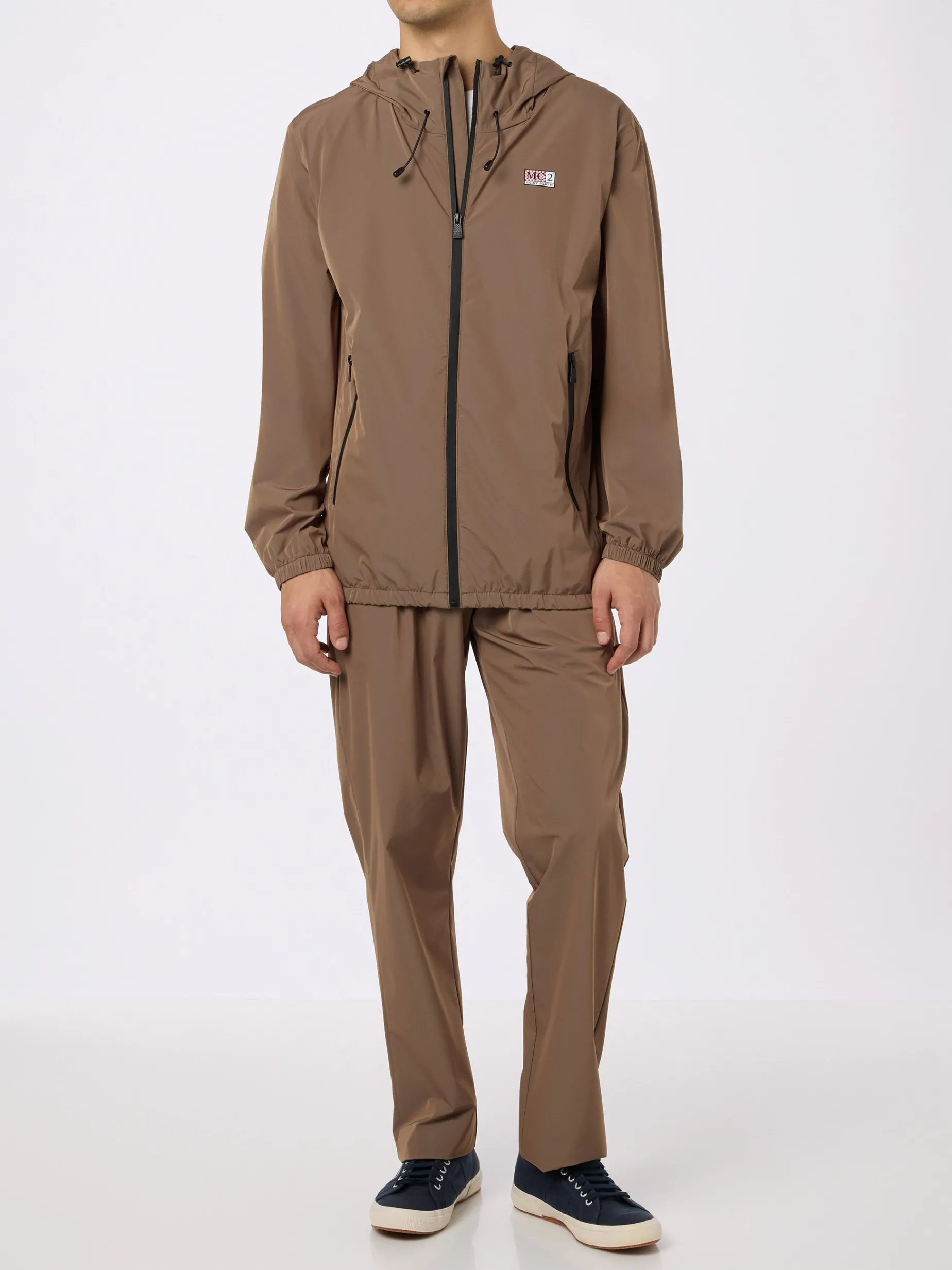 Leichte Windjacke aus khakigrünem Stoff mit Kapuze für Herren Sloop