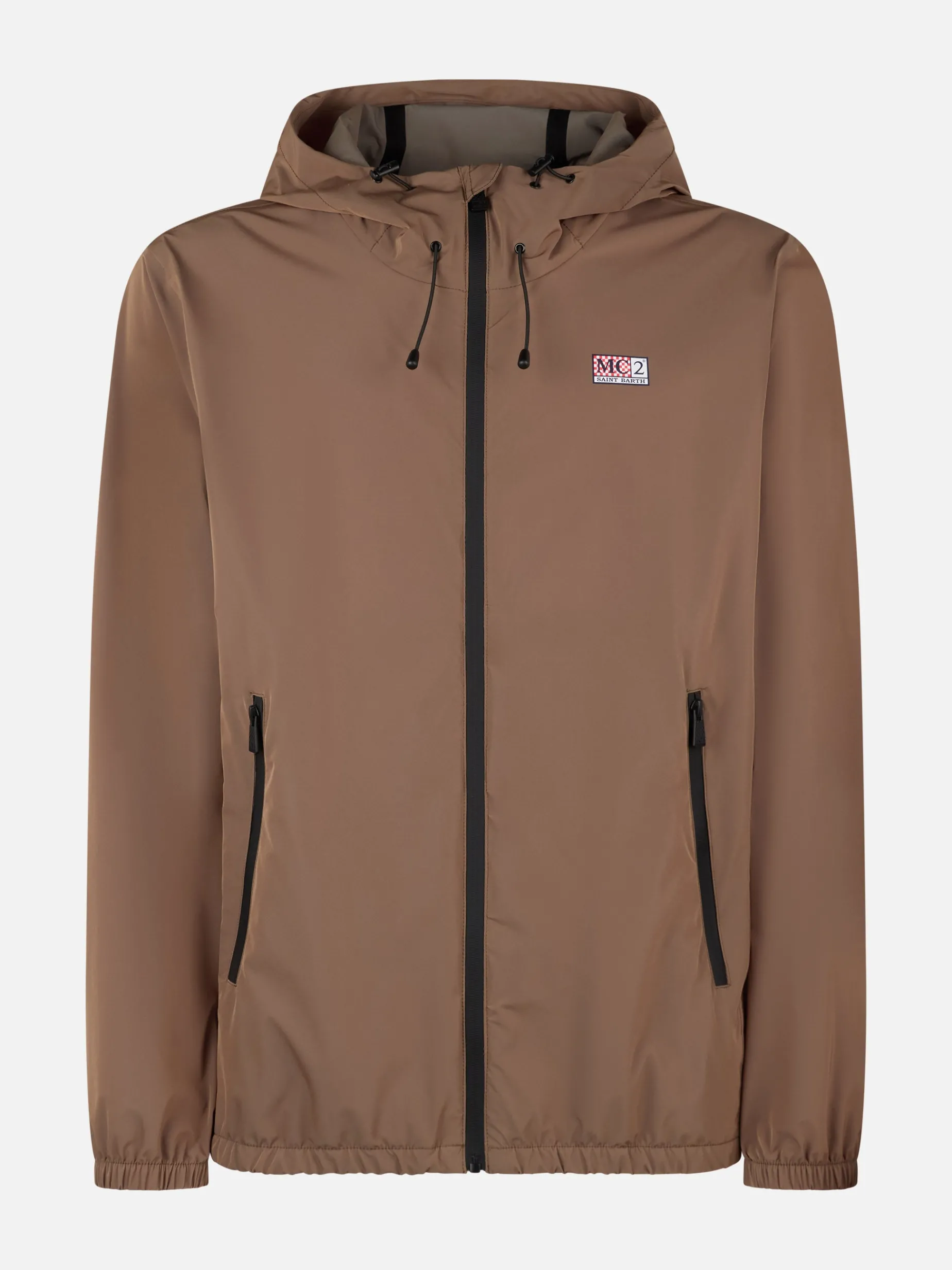 Leichte Windjacke aus khakigrünem Stoff mit Kapuze für Herren Sloop