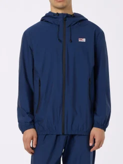 Leichte Windjacke aus marineblauem Stoff mit Kapuze für Herren Sloop
