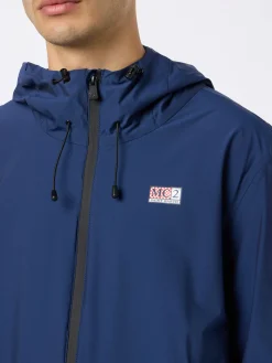 Leichte Windjacke aus marineblauem Stoff mit Kapuze für Herren Sloop