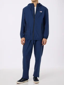 Leichte Windjacke aus marineblauem Stoff mit Kapuze für Herren Sloop