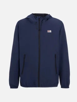 Leichte Windjacke aus marineblauem Stoff mit Kapuze für Herren Sloop