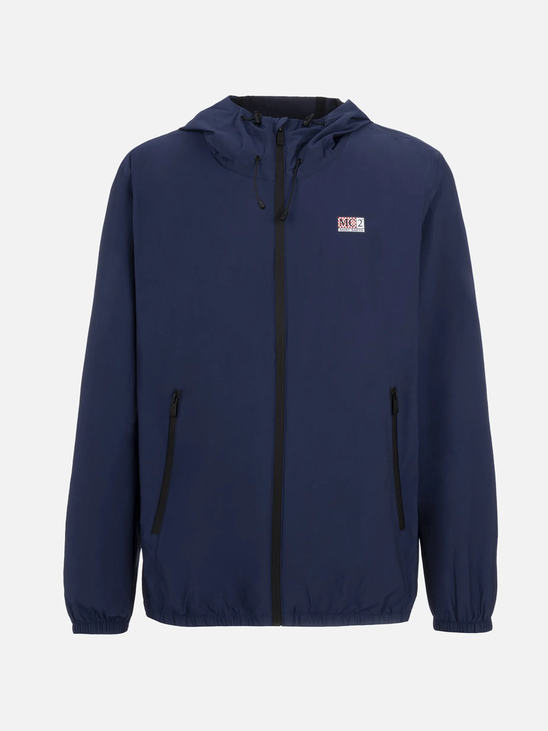 Leichte Windjacke aus marineblauem Stoff mit Kapuze für Herren Sloop