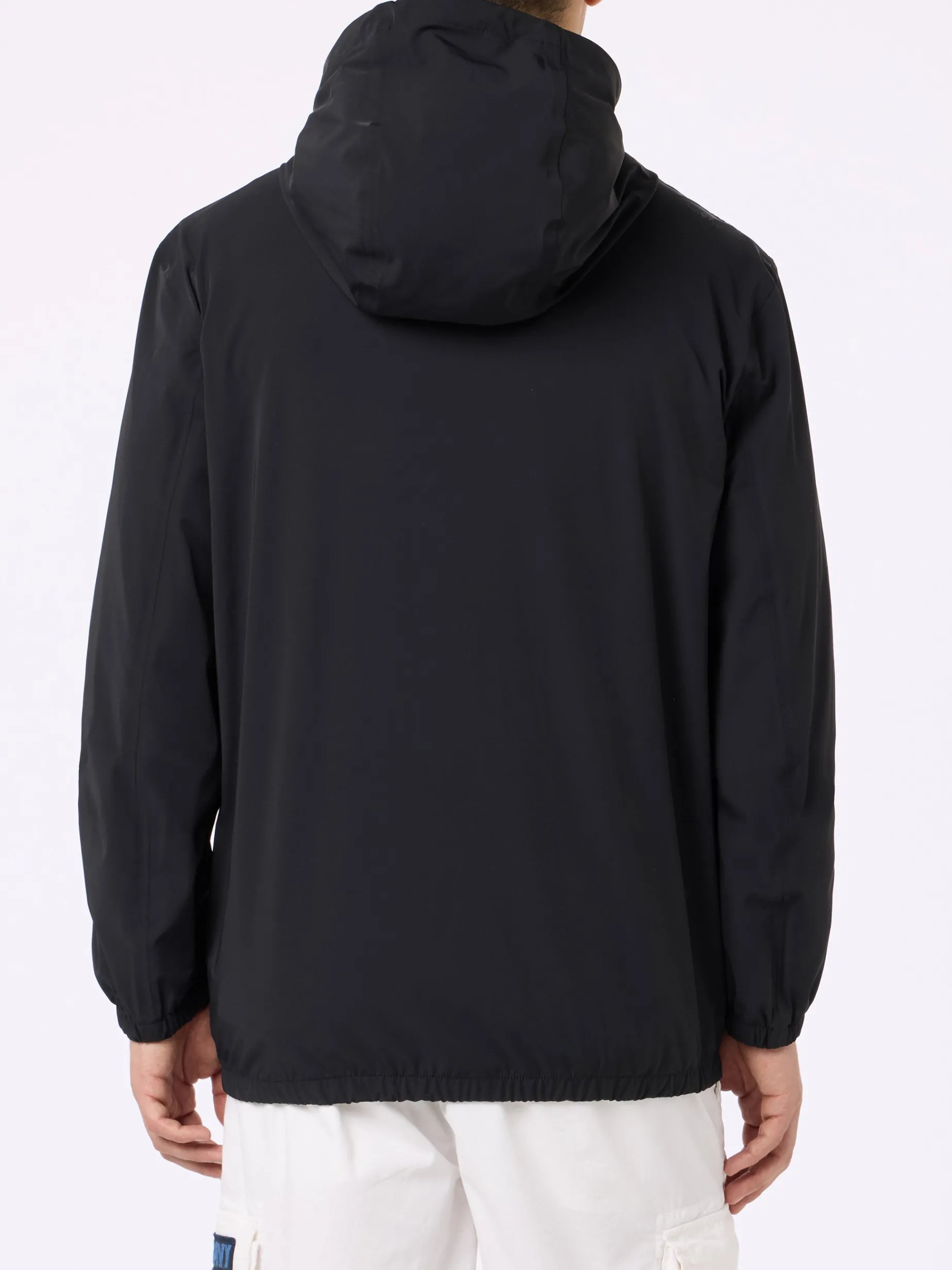 Leichte Windjacke aus schwarzem Stoff mit Kapuze für Herren Sloop