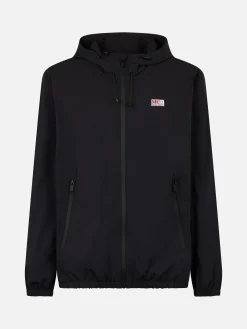 Leichte Windjacke aus schwarzem Stoff mit Kapuze für Herren Sloop