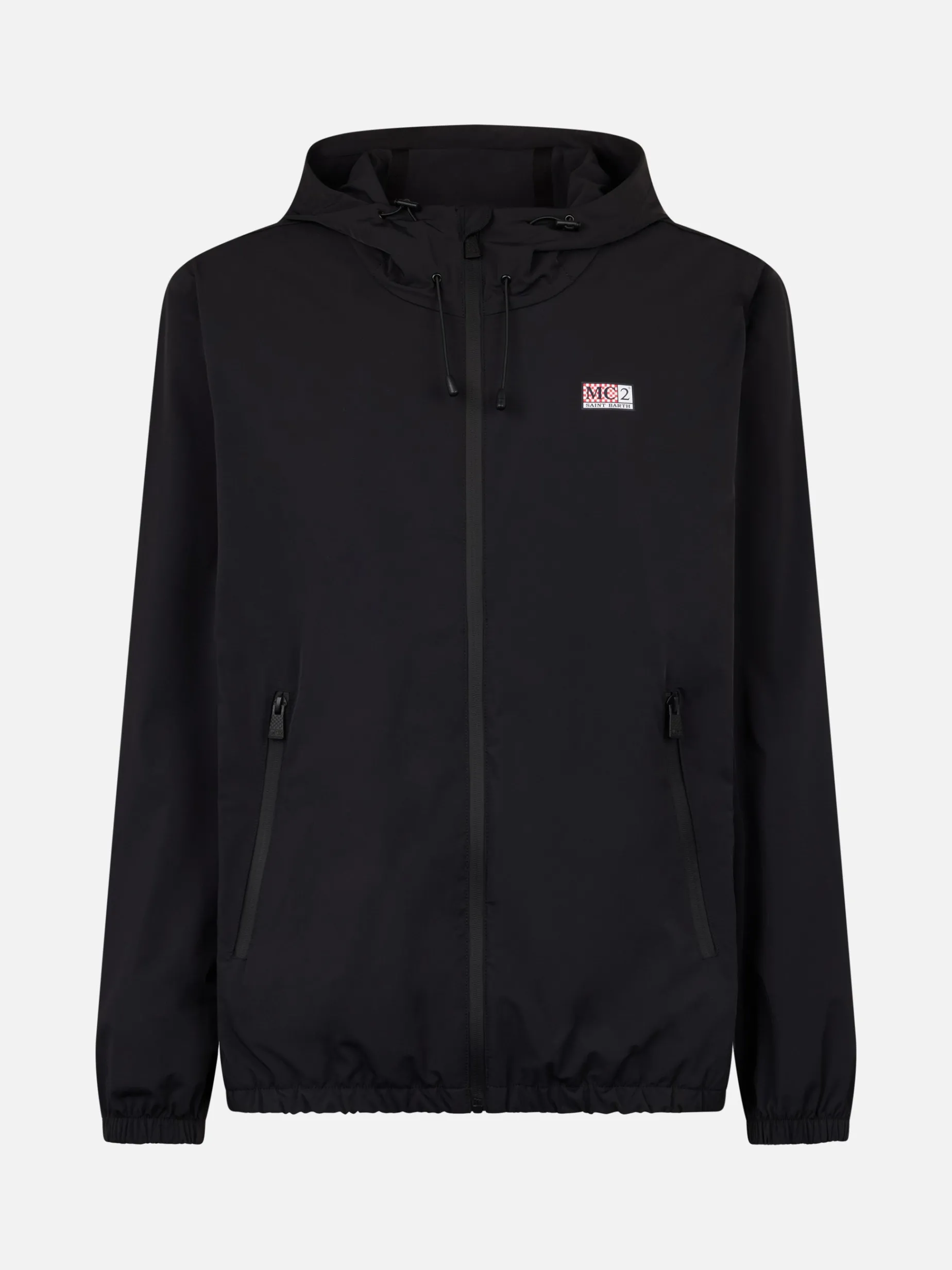 Leichte Windjacke aus schwarzem Stoff mit Kapuze für Herren Sloop