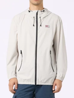 Leichte Windjacke für Herren aus eisweißem Stoff mit Kapuze Sloop