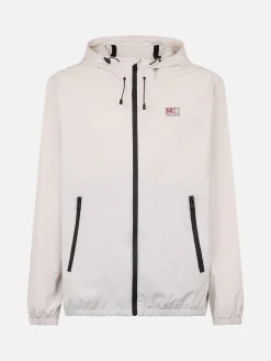 Leichte Windjacke für Herren aus eisweißem Stoff mit Kapuze Sloop