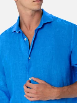 Leinenhemd Pamplona für Herren in Aquarellblau