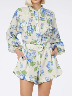 Leinen-Playsuit Hanniel für Damen mit Blumenmuster