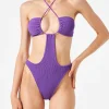Lila Crinkle-Trikini-Badeanzug