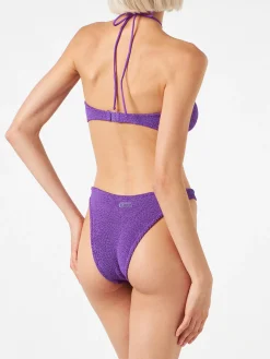 Lila Crinkle-Trikini-Badeanzug