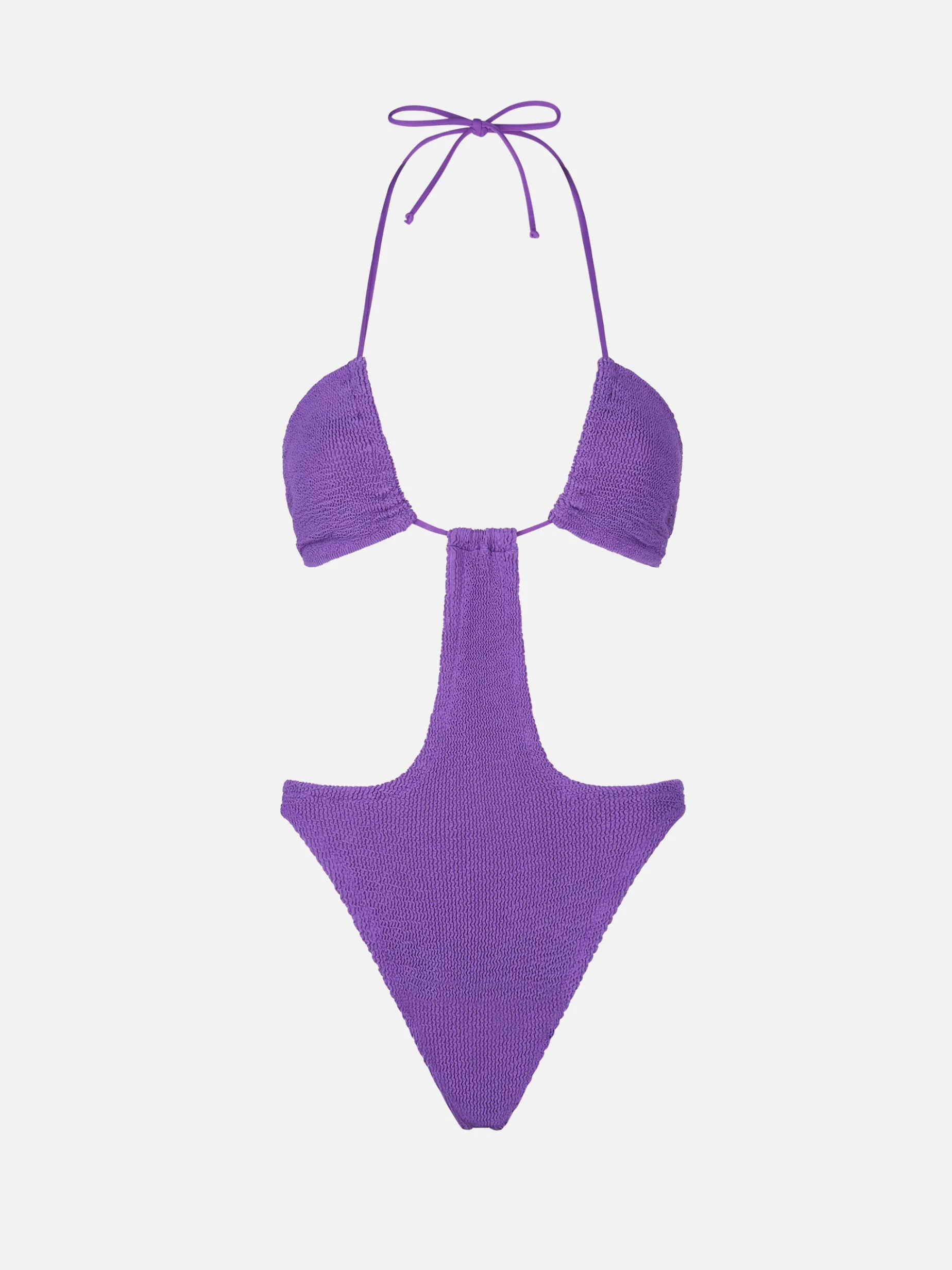 Lila Crinkle-Trikini-Badeanzug