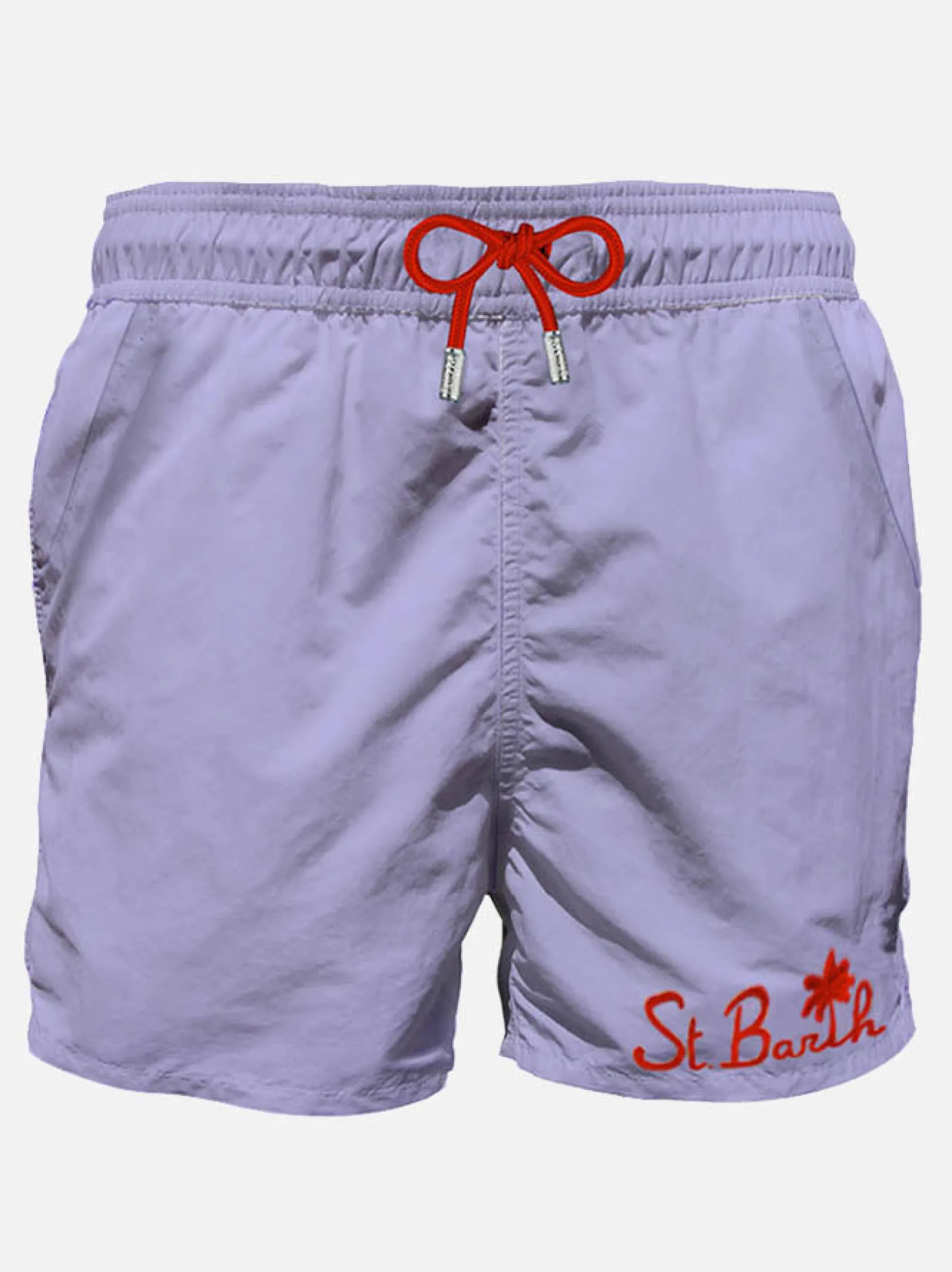 Lila Herren-Badeshorts mit Tasche