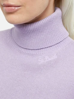 Lila Rollkragenpullover für Damen Moody