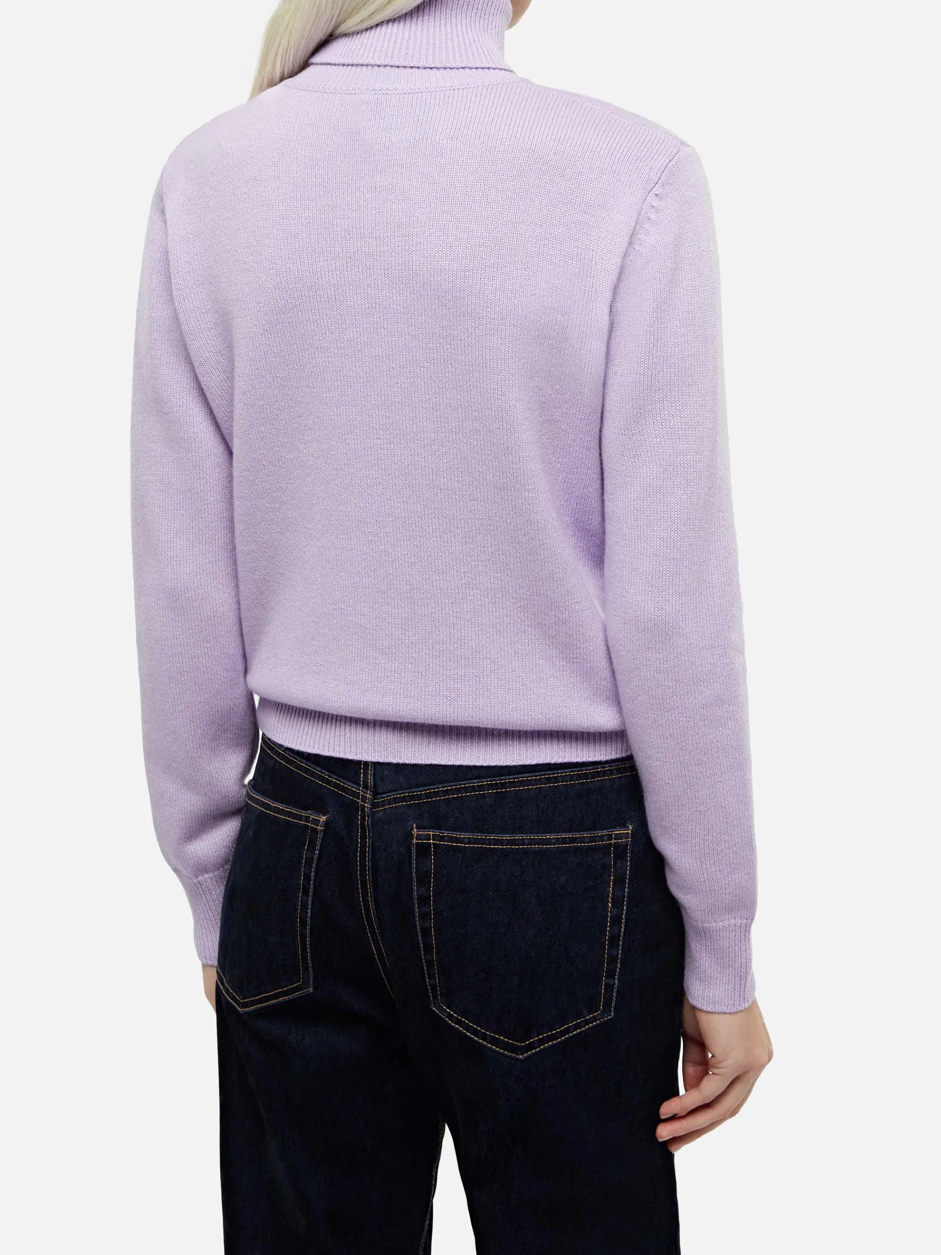 Lila Rollkragenpullover für Damen Moody