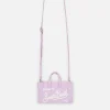 Lilafarbene Handytasche aus Baumwollstoff mit Waffelmuster