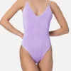 Lilafarbener Crinkle-Einteiler-Badeanzug für Damen Susanne