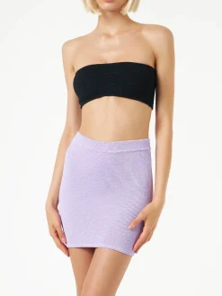 Lilafarbener Crinkle-Minirock für Damen