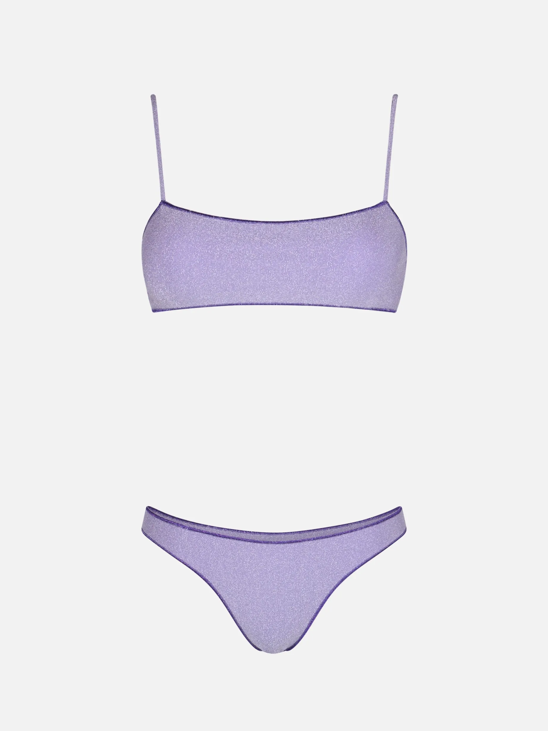 Lilafarbener Damen-Bralette-Bikini aus Lurex Sadie Naomi