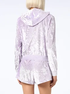 Lilafarbener Kapuzenpullover aus Chenille mit Reißverschluss für Damen Jasmine