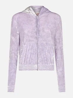 Lilafarbener Kapuzenpullover aus Chenille mit Reißverschluss für Damen Jasmine