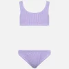 Lilafarbener klassischer Crinkle-Bikini für Mädchen von Baker