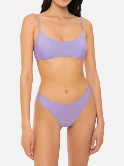 Lilafarbener Lurex-Bralette-Bikini