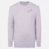 Lilafarbener, weicher Mädchenpullover mit Rundhalsausschnitt und St. Barth-Stickerei