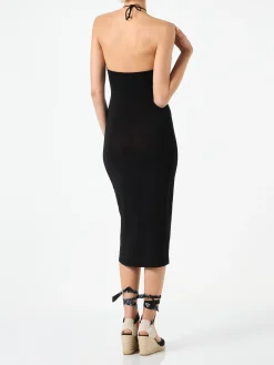 Longuette schwarzes Cutout-Kleid Farah