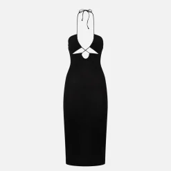 Longuette schwarzes Cutout-Kleid Farah