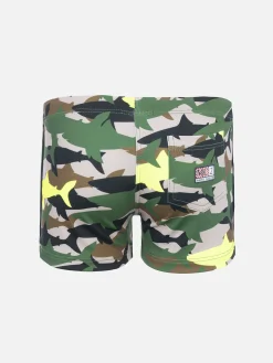 Lycra-Badeshorts für Jungen mit Hai-Tarnmuster