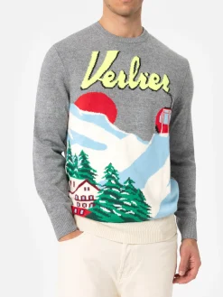 Maglione da uomo in misto cashmere Heron con jacquard verbier