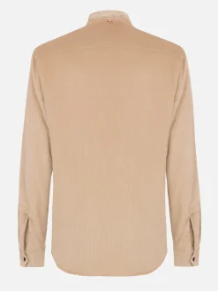 Man beige corduroy overshirt Chalet with St. Barth embroidery