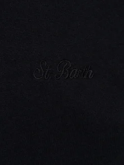 Man black heavy cotton t-shirt Arnott with St. Barth embroidery