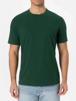 Man British green heavy cotton t-shirt Arnott with St. Barth embroidery