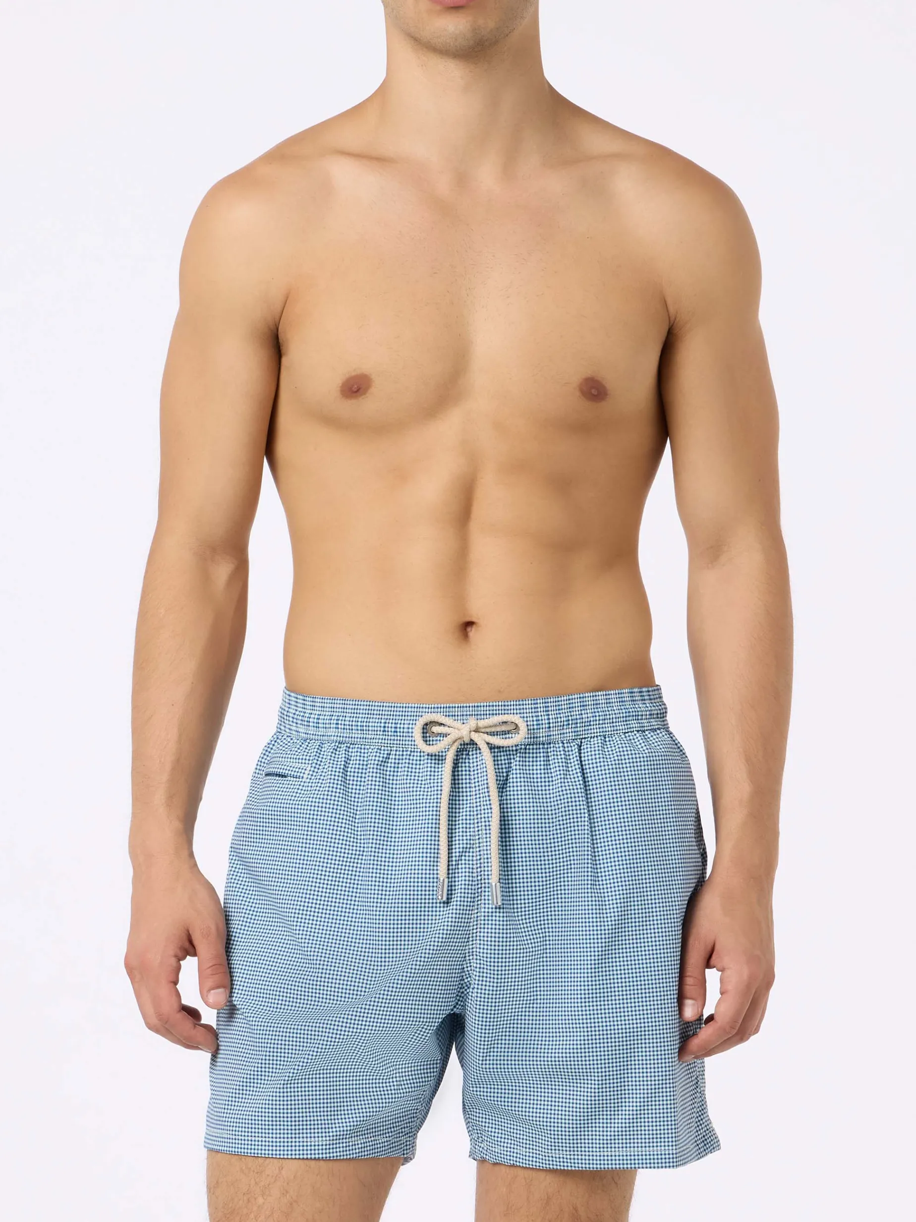 Man Comfort Light Badeshorts mit Gingham-Print