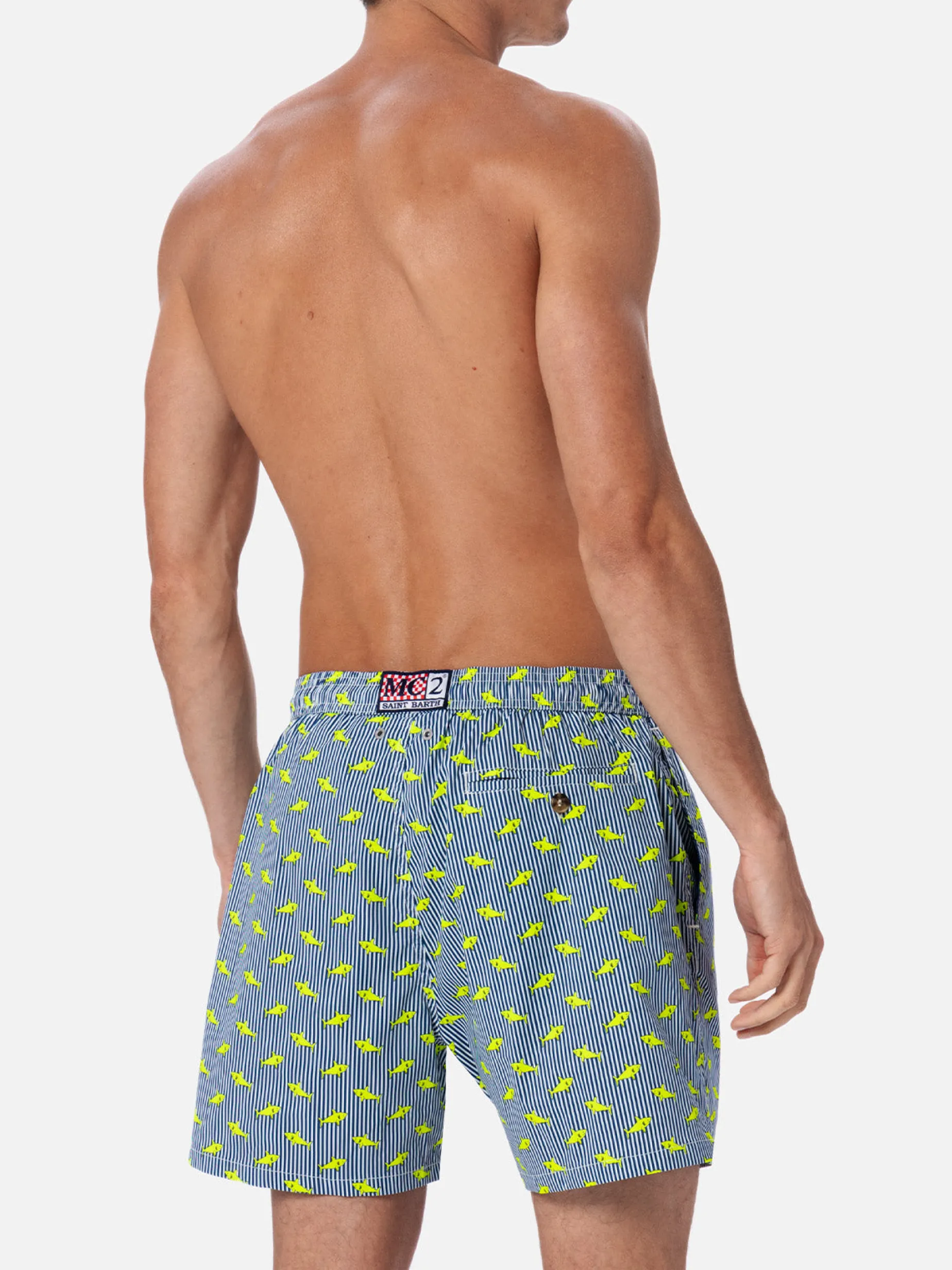 Man Comfort Light Badeshorts mit Hai-Aufdruck