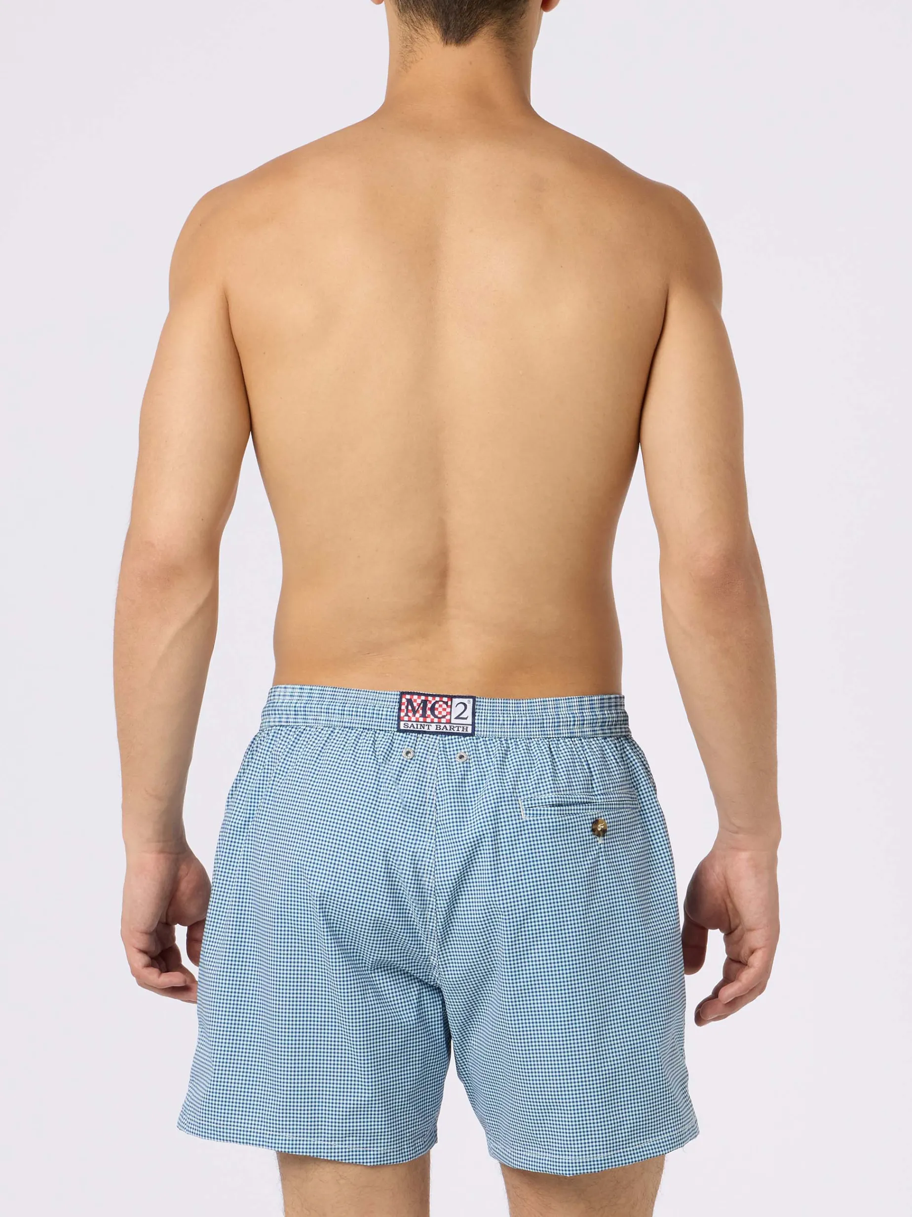 Man Comfort Light Badeshorts mit Gingham-Print