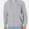 Man grey zipped and hooded sweatshirt with St. Barth embroidery