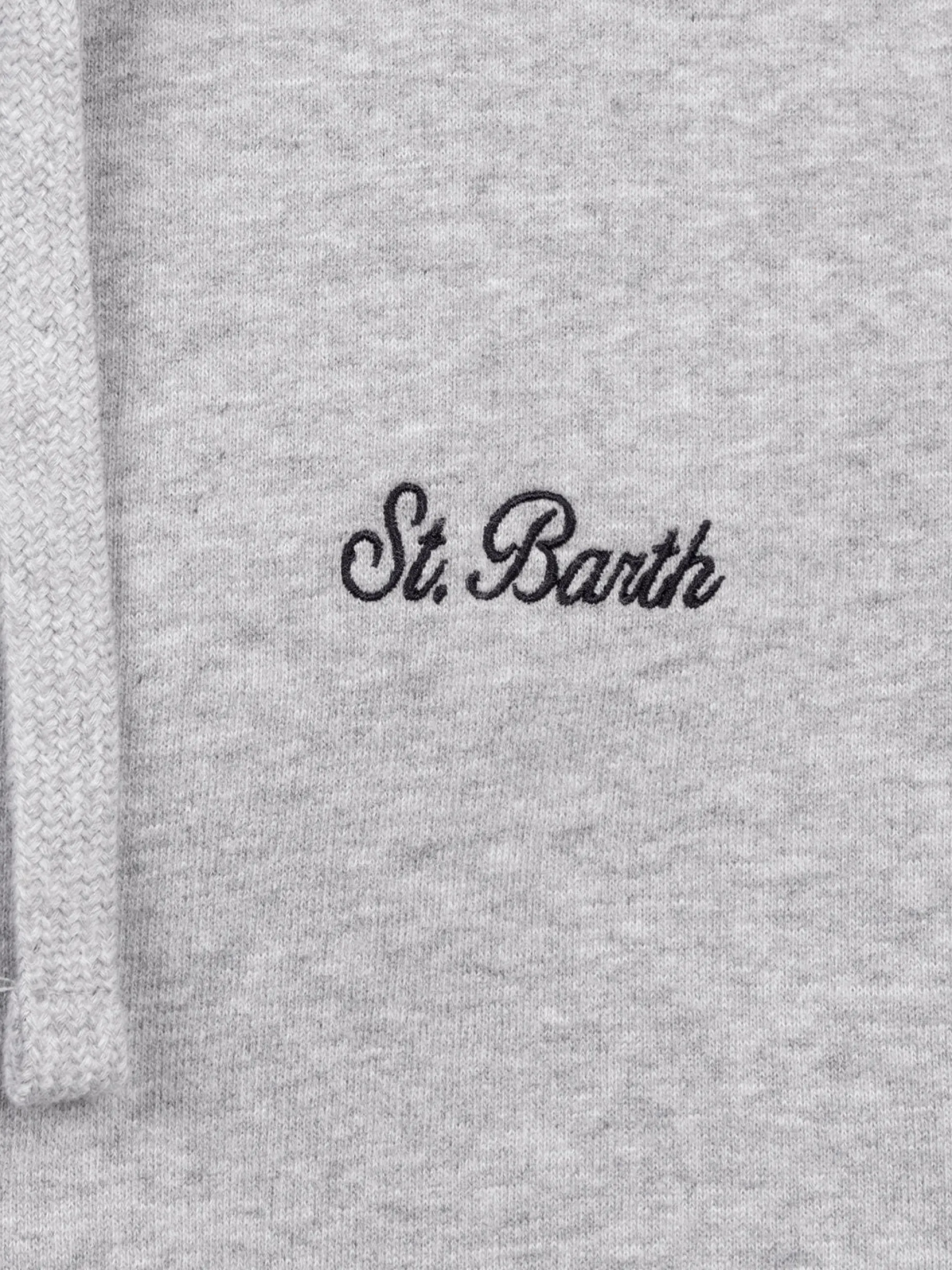 Man grey zipped and hooded sweatshirt with St. Barth embroidery