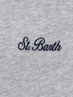 Man mélange grey sweatshirt Tribeca with St. Barth embroidery