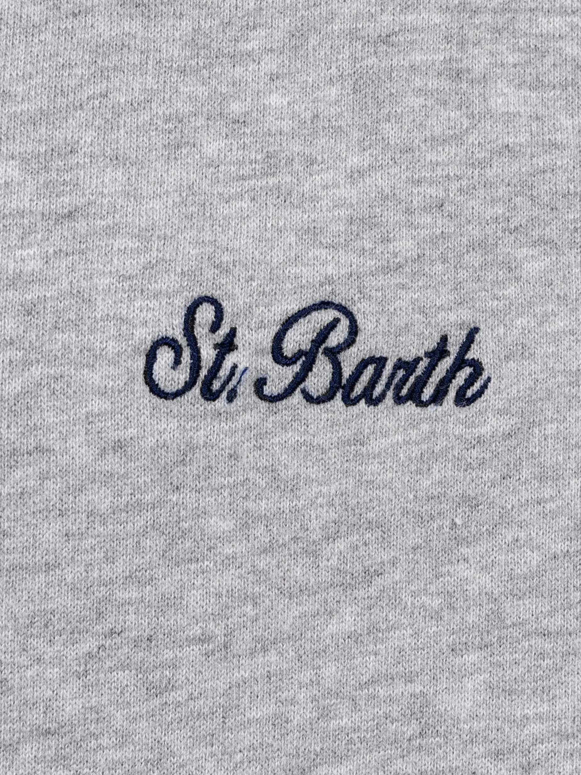 Man mélange grey sweatshirt Tribeca with St. Barth embroidery