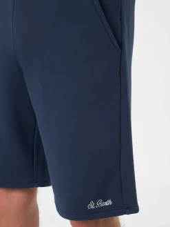 Marineblaue Herren-Bermudashorts aus Baumwollfleece Randle