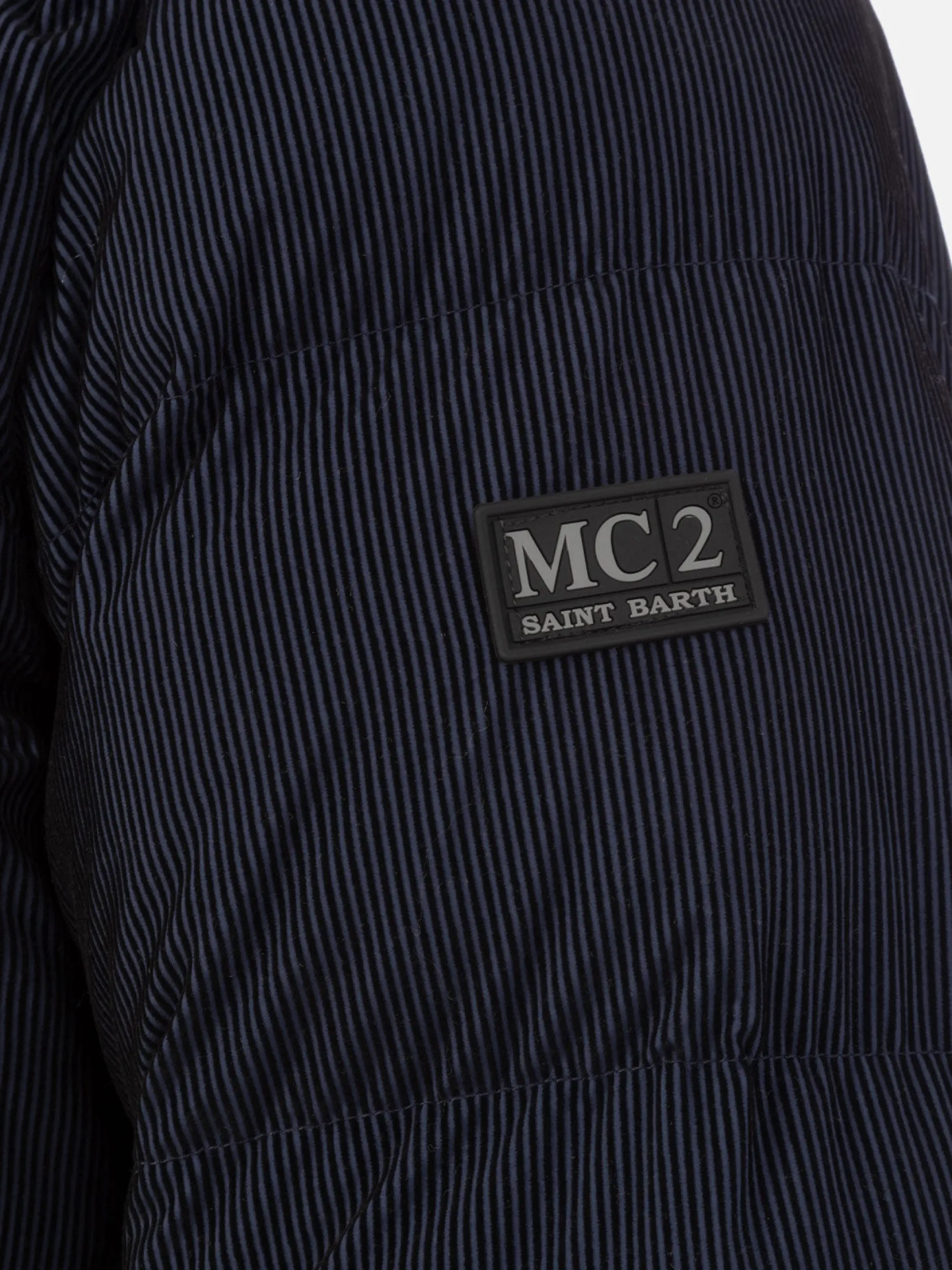 Marineblaue Pufferjacke in Cord-Optik mit Kapuze für Herren von Maier