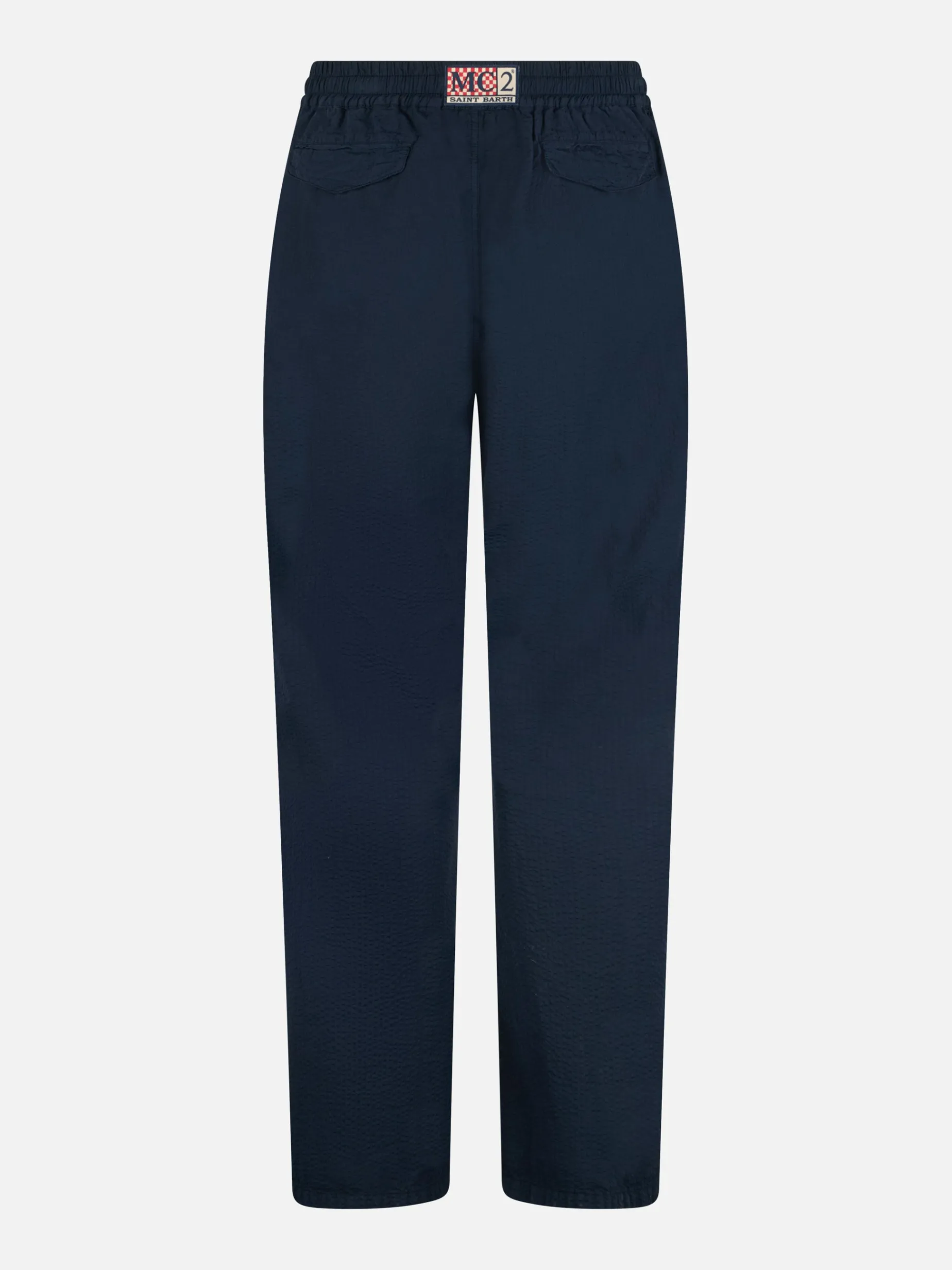 Marineblaue Seersucker-Baumwollhose für Herren von Relais