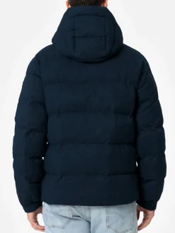 Marineblaue Steppjacke aus Flanell mit Kapuze für Herren von Maier